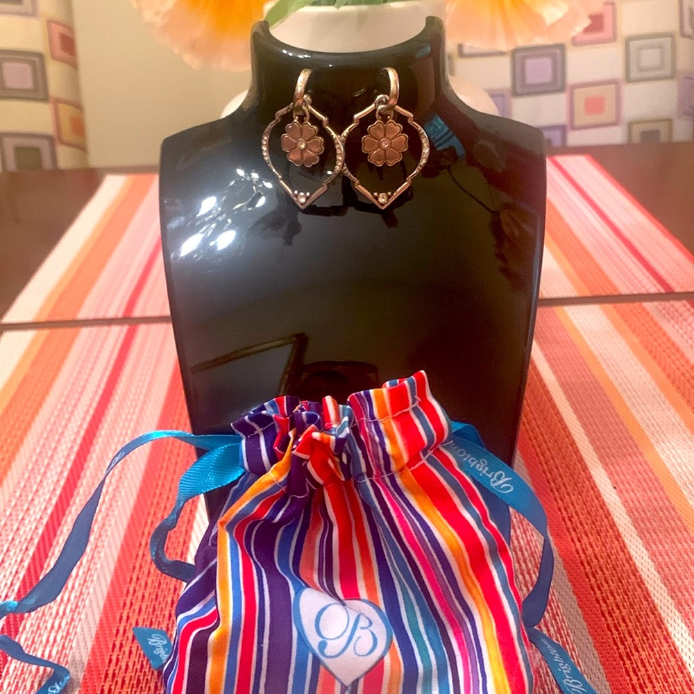 NWT Brighton 3 Way Reversible Silver Earrings w/ Bag Bundle